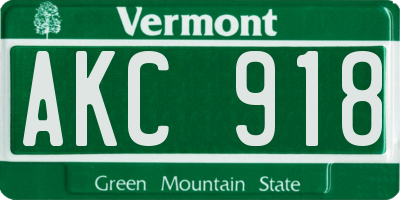 VT license plate AKC918
