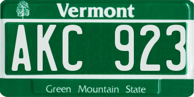 VT license plate AKC923