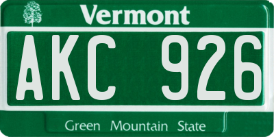 VT license plate AKC926