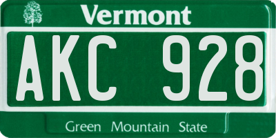 VT license plate AKC928