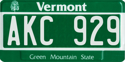 VT license plate AKC929