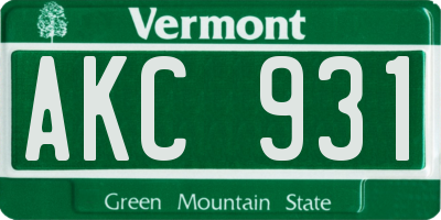 VT license plate AKC931