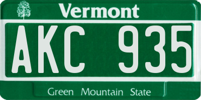 VT license plate AKC935