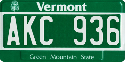 VT license plate AKC936