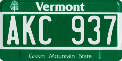 VT license plate AKC937