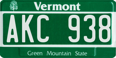 VT license plate AKC938