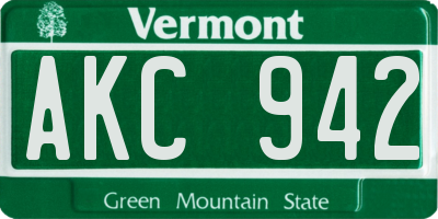 VT license plate AKC942