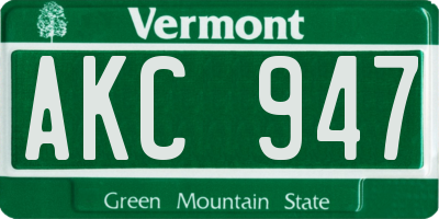 VT license plate AKC947