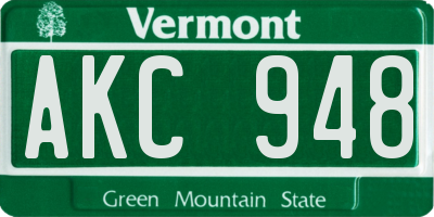 VT license plate AKC948