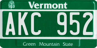 VT license plate AKC952