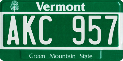 VT license plate AKC957