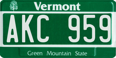 VT license plate AKC959