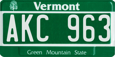 VT license plate AKC963