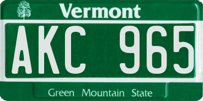 VT license plate AKC965