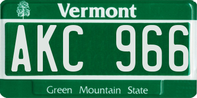 VT license plate AKC966