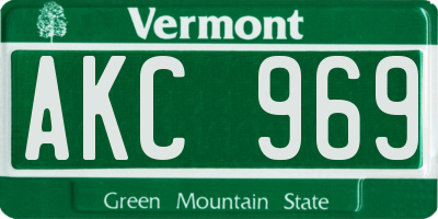 VT license plate AKC969