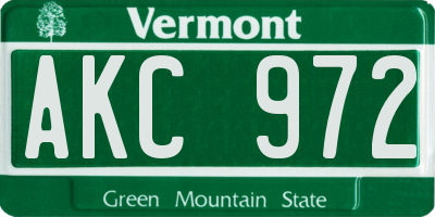 VT license plate AKC972