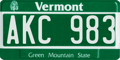 VT license plate AKC983