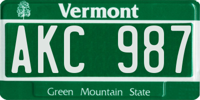 VT license plate AKC987