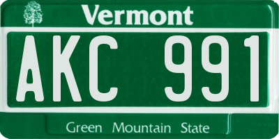 VT license plate AKC991