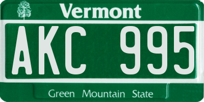 VT license plate AKC995