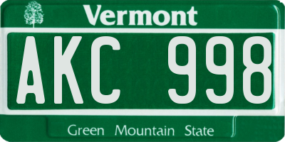 VT license plate AKC998