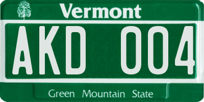 VT license plate AKD004