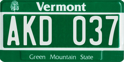 VT license plate AKD037
