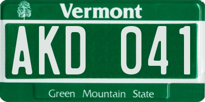 VT license plate AKD041