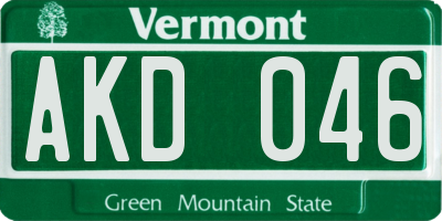 VT license plate AKD046