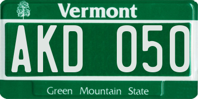VT license plate AKD050