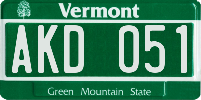 VT license plate AKD051