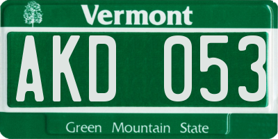 VT license plate AKD053