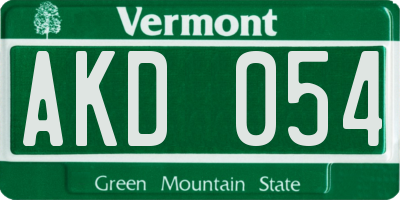 VT license plate AKD054