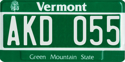 VT license plate AKD055