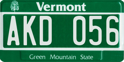 VT license plate AKD056