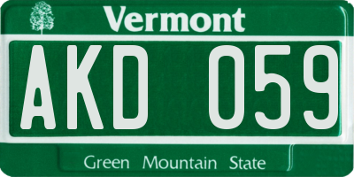 VT license plate AKD059
