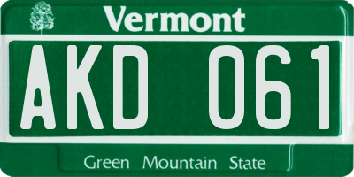 VT license plate AKD061