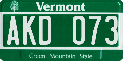 VT license plate AKD073