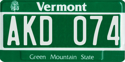 VT license plate AKD074