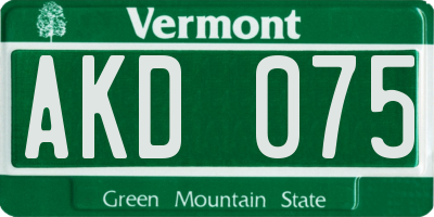 VT license plate AKD075
