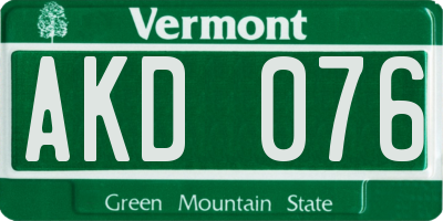 VT license plate AKD076