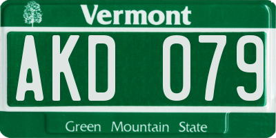 VT license plate AKD079