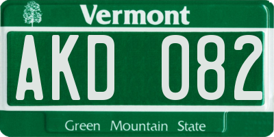 VT license plate AKD082