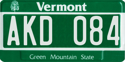 VT license plate AKD084
