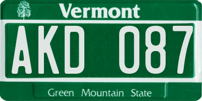 VT license plate AKD087