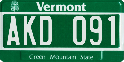 VT license plate AKD091