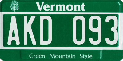 VT license plate AKD093
