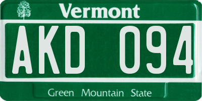 VT license plate AKD094