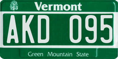 VT license plate AKD095